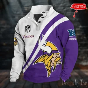 Minnesota Vikings Personalized Stand Collar Double Breasted Hoodie AMCDBH00259