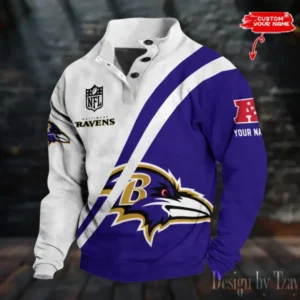 Baltimore Ravens Personalized Stand Collar Double Breasted Hoodie AMCDBH00189