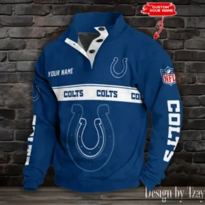 Indianapolis Colts Personalized Stand Collar Double Breasted Hoodie AMCDBH00232