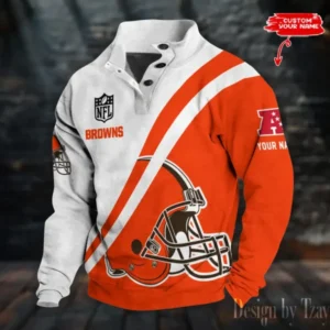 Cleveland Browns Personalized Stand Collar Double Breasted Hoodie AMCDBH00210