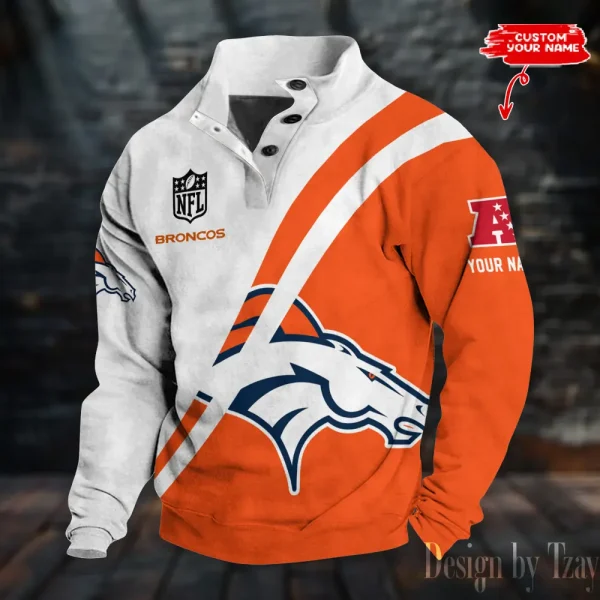 Denver Broncos Personalized Stand Collar Double Breasted Hoodie AMCDBH00218