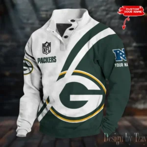 Green Bay Packers Personalized Stand Collar Double Breasted Hoodie AMCDBH00226