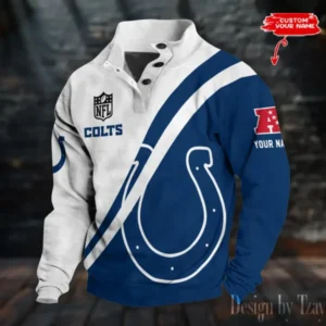 Indianapolis Colts Personalized Stand Collar Double Breasted Hoodie AMCDBH00233