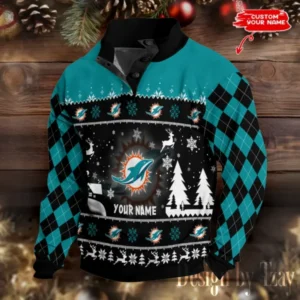Miami Dolphins Christmas Double Stand Collar Sport Hoodies AMCDBH00312
