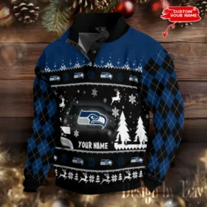 Seattle Seahawks Christmas Double Stand Collar Sport Hoodies AMCDBH00327