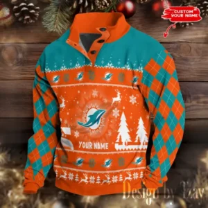 Miami Dolphins Christmas Double Stand Collar Sport Hoodies AMCDBH00315
