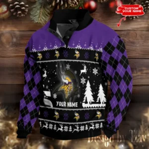 Minnesota Vikings Christmas Double Stand Collar Sport Hoodies AMCDBH00341