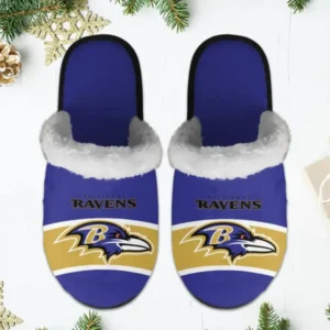 Baltimore Ravens Winter Comfy Cotton Fuzzy Slippers AMCFSL000040