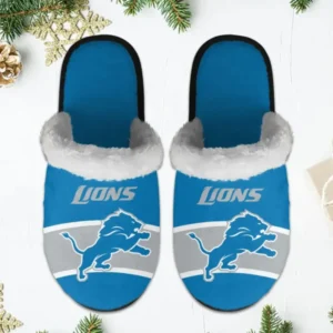 Detroit Lions Winter Comfy Cotton Fuzzy Slippers AMCFSL000036