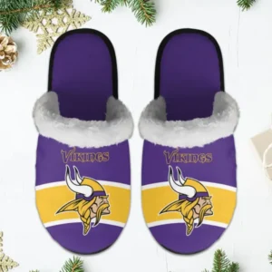 Minnesota Vikings Winter Comfy Cotton Fuzzy Slippers AMCFSL000043