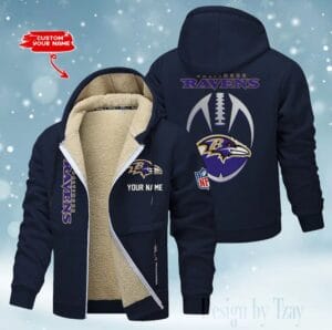 Baltimore Ravens Premium Personalized Zip-Up Velvet Jacket AMCZUVJK000027