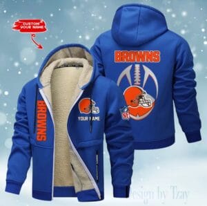 Cleveland Browns Premium Personalized Zip-Up Velvet Jacket AMCZUVJK000031