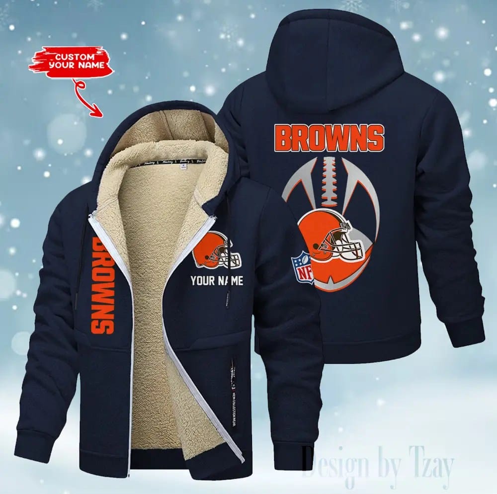 Cleveland Browns Premium Personalized Zip-Up Velvet Jacket AMCZUVJK000031 - Image 2