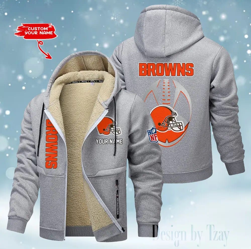Cleveland Browns Premium Personalized Zip-Up Velvet Jacket AMCZUVJK000031 - Image 3