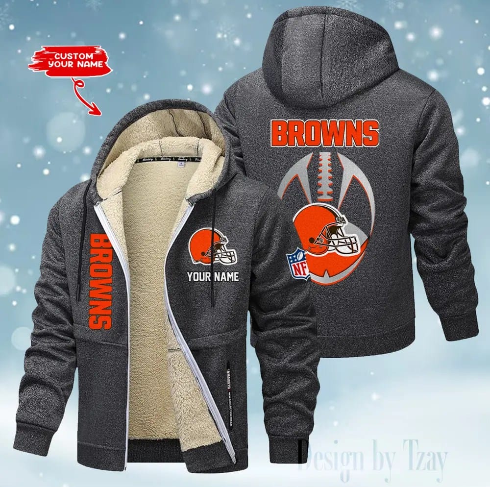 Cleveland Browns Premium Personalized Zip-Up Velvet Jacket AMCZUVJK000031 - Image 5