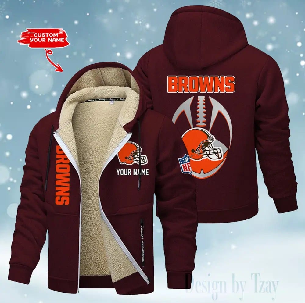 Cleveland Browns Premium Personalized Zip-Up Velvet Jacket AMCZUVJK000031 - Image 6