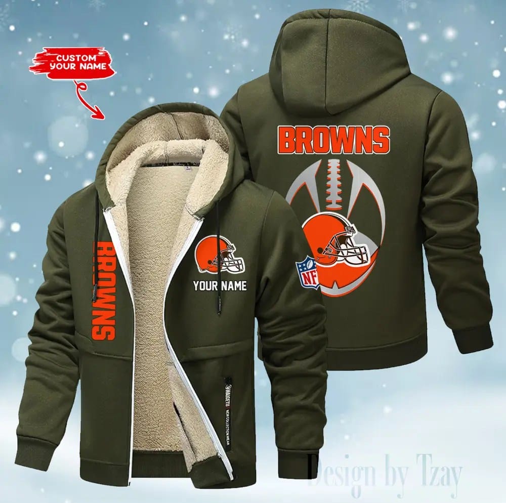 Cleveland Browns Premium Personalized Zip-Up Velvet Jacket AMCZUVJK000031 - Image 7