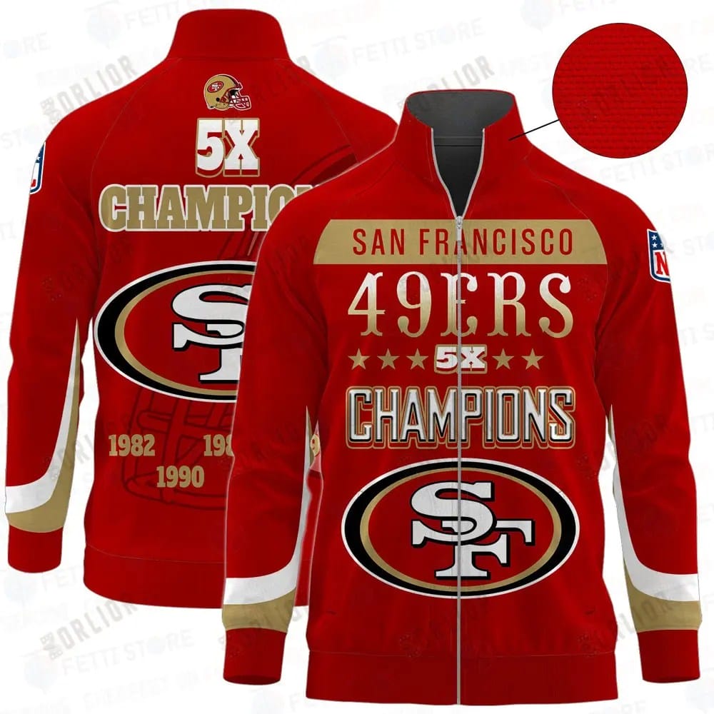 San Francisco 49ers Premium All-Over Print Stand Collar Jacket AMCSCJK000075