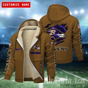 Baltimore Ravens Premium Personalized Zip-Up Velvet Jacket AMCZUVJK000013