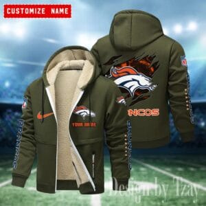 Denver Broncos Premium Personalized Zip-Up Velvet Jacket AMCZUVJK000007