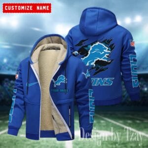 Detroit Lions Premium Personalized Zip-Up Velvet Jacket AMCZUVJK000020