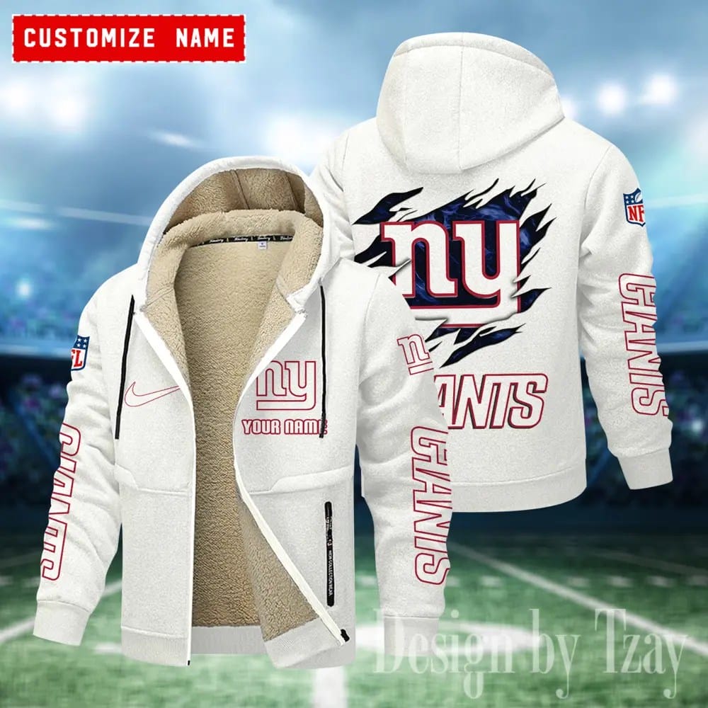New York Giants Premium Personalized Zip-Up Velvet Jacket AMCZUVJK000045