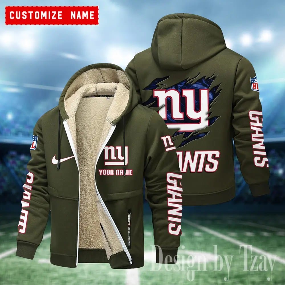New York Giants Premium Personalized Zip-Up Velvet Jacket AMCZUVJK000045 - Image 2
