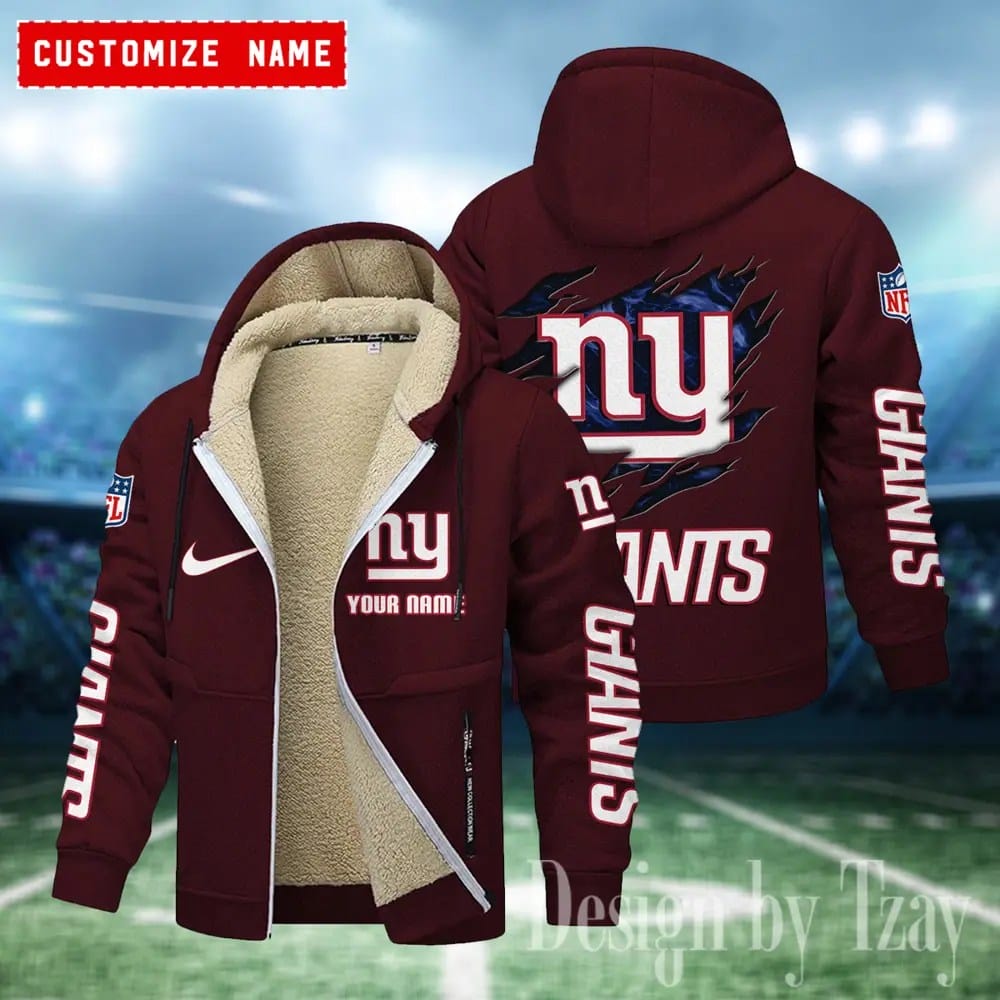 New York Giants Premium Personalized Zip-Up Velvet Jacket AMCZUVJK000045 - Image 3
