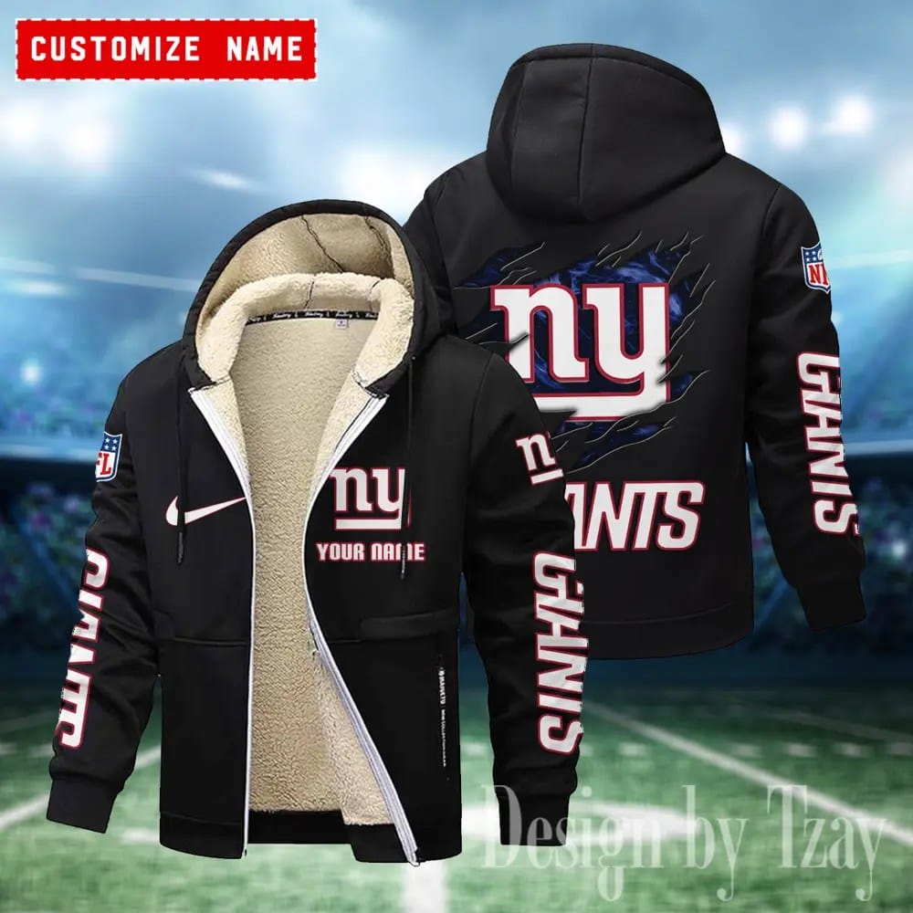 New York Giants Premium Personalized Zip-Up Velvet Jacket AMCZUVJK000045 - Image 5