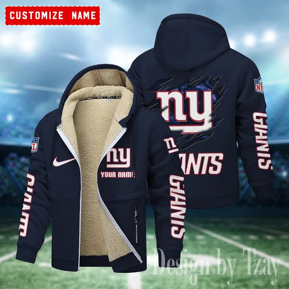 New York Giants Premium Personalized Zip-Up Velvet Jacket AMCZUVJK000045 - Image 7