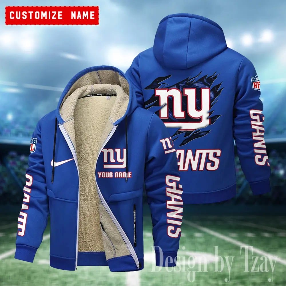 New York Giants Premium Personalized Zip-Up Velvet Jacket AMCZUVJK000045 - Image 8