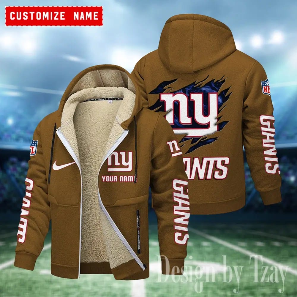 New York Giants Premium Personalized Zip-Up Velvet Jacket AMCZUVJK000045 - Image 9