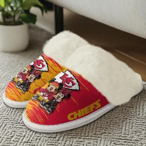 Kansas City Chiefs Winter Comfy Cotton Fuzzy Slippers AMCFSL000022