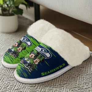 Seattle Seahawks Winter Comfy Cotton Fuzzy Slippers AMCFSL000030