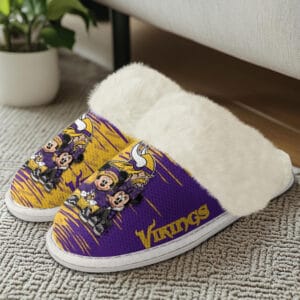 Minnesota Vikings Winter Comfy Cotton Fuzzy Slippers AMCFSL000004