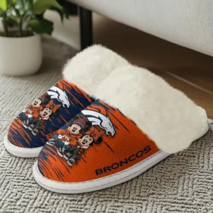 Denver Broncos Winter Comfy Cotton Fuzzy Slippers AMCFSL000003