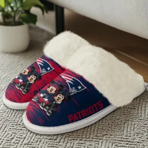 New England Patriots Winter Comfy Cotton Fuzzy Slippers AMCFSL000032