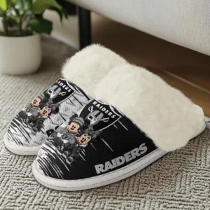 Las Vegas Raiders Winter Comfy Cotton Fuzzy Slippers AMCFSL000005