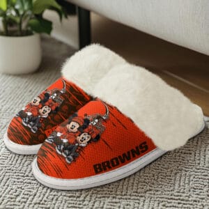 Cleveland Browns Winter Comfy Cotton Fuzzy Slippers AMCFSL000014