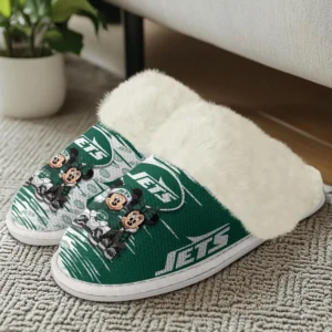 New York Jets Winter Comfy Cotton Fuzzy Slippers AMCFSL000013