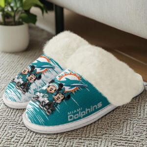 Miami Dolphins Winter Comfy Cotton Fuzzy Slippers AMCFSL000012