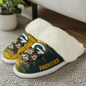 Green Bay Packers Winter Comfy Cotton Fuzzy Slippers AMCFSL000015