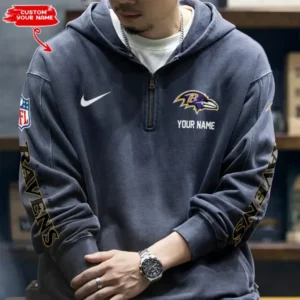 Baltimore Ravens Half Zipper Sweatshirt Hooded AMCHZS003