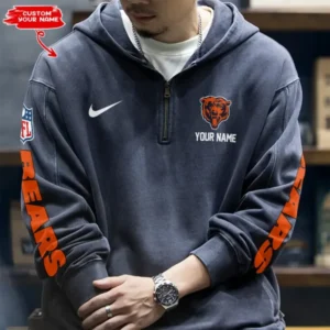 Chicago Bears Half Zipper Sweatshirt Hooded AMCHZS006
