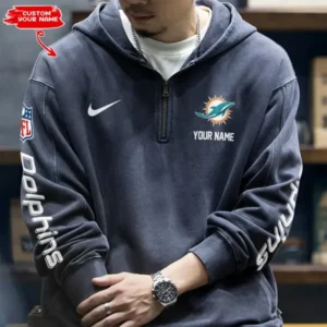 Miami Dolphins Half Zipper Sweatshirt Hooded AMCHZS020