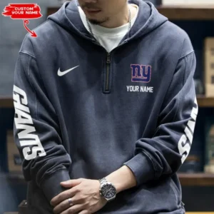New York Giants Half Zipper Sweatshirt Hooded AMCHZS024