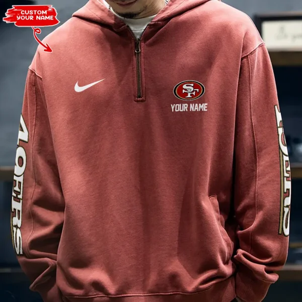 San Francisco 49ers Half Zipper Sweatshirt Hooded AMCHZS028 - Image 2
