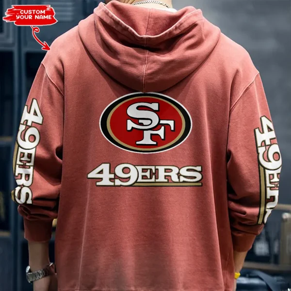 San Francisco 49ers Half Zipper Sweatshirt Hooded AMCHZS028 - Image 3