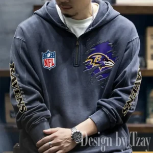 Baltimore Ravens Half Zipper Sweatshirt Hooded AMCHZS035