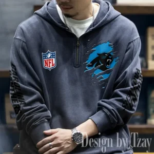 Carolina Panthers Half Zipper Sweatshirt Hooded AMCHZS037